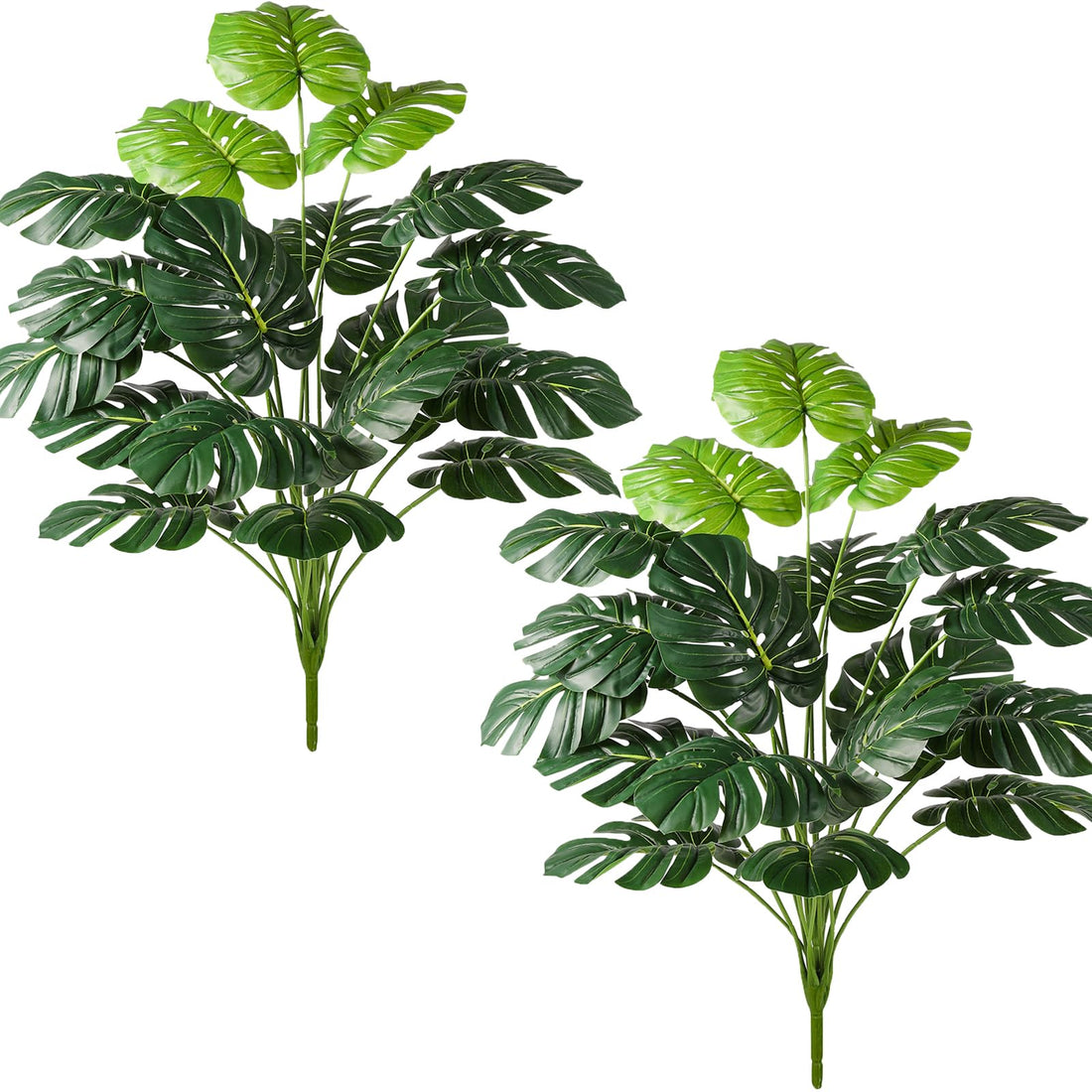 Artificial Palm Tree Leave Plants - 2PCS 28'' Tall Fake Plant Monstera Leaf Indoor Outdoor, Large Faux Floor Plant for Living Room, Bedroom Plants Decor, Bathroom Farmhouse Home House Decor