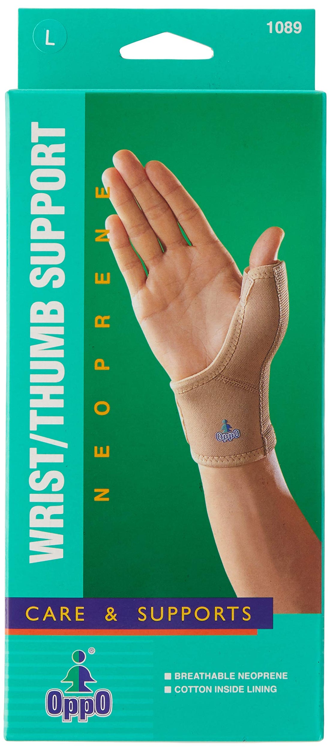 Oppo 1089 Wrist/Thumb Support, Large, Wrist and Thumb Brace for Relieving Joint Pain, Stabilising the Thumb, and Support the Wrist, Sprains, Strains, CMC Joint Injuries, and DeQuervain's Disease