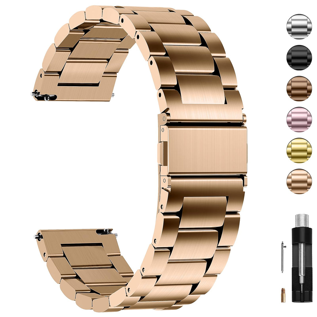Fullmosa Smart Watch Strap 16mm 18mm 19mm 20mm 22mm 24mm, Metal Straps for Mens & Women, Compatbile for Samsung, Casio, Huawei, Fossil, Withings Smart Watch