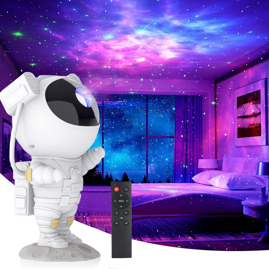 Comb Starry Sky Night Light Projector LED Astronaut Projector Lamp with Remote Control, for Room Decoration, Night Light Ambience, Gift for Children Adults Home Party