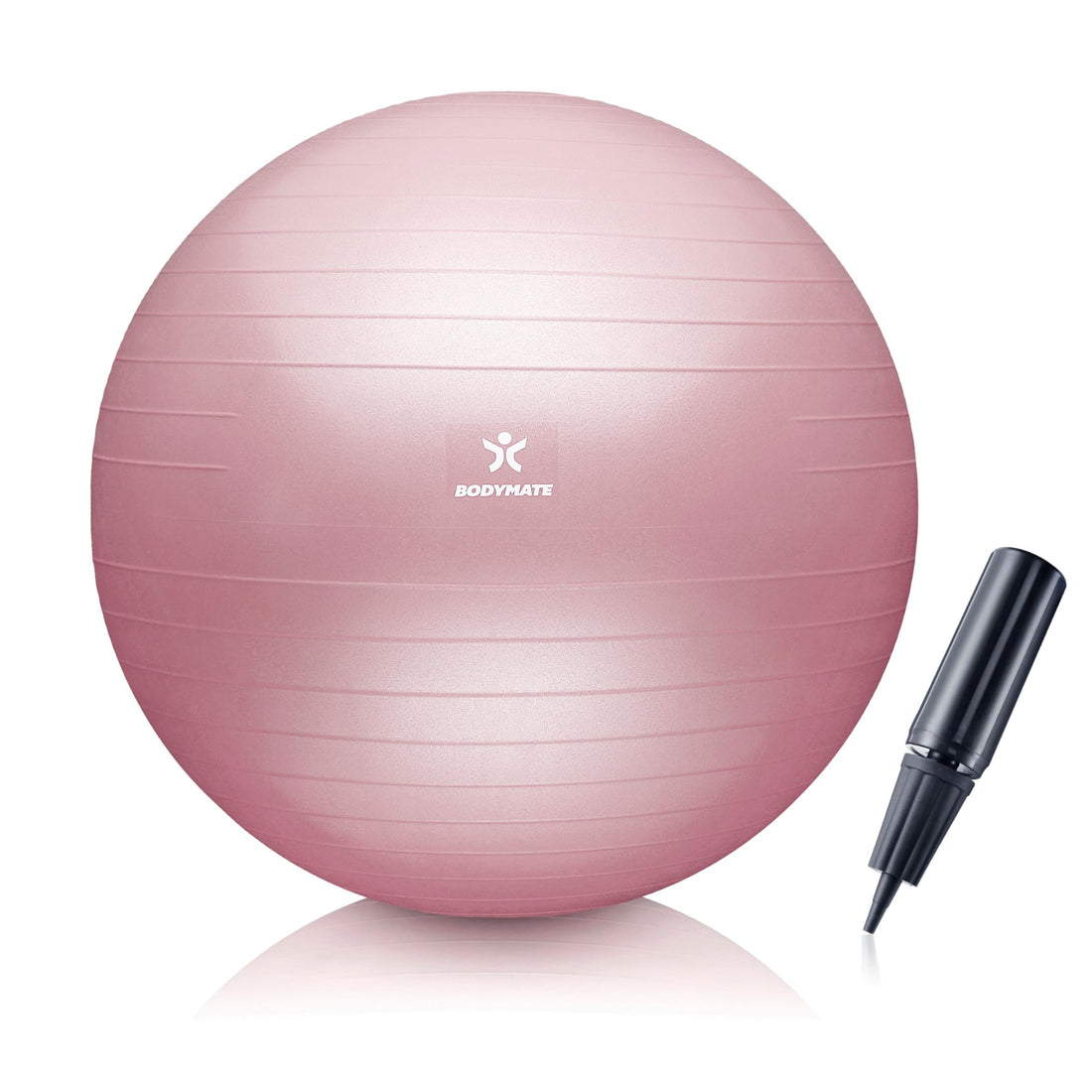 BODYMATE Exercise Ball - E-book with exercise guides included - Gym-quality Swiss balls for fitness, birthing, pregnancy - Air pump included - Anti-Burst - 65cm - Rose Gold
