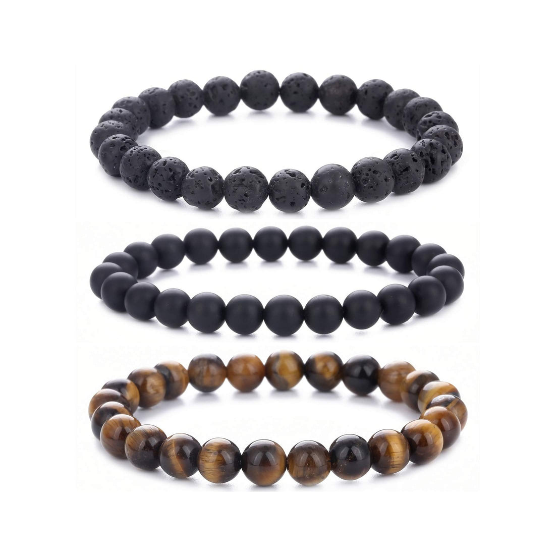 Men Women 7 Chakra Natural Gemstone Beads Bracelet Colorful Crystal Lava Rock Stretch Wrist Bracelets for Yoga Meditation Prayer Healing Protection, crystal, crystal,