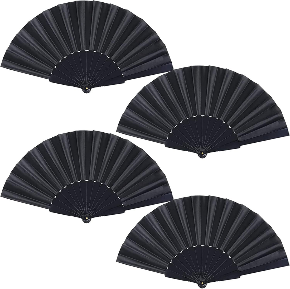 Portable Folding Hand Fan for Women and Men – Stylish Fabric Spanish Chinese Fan for Party, Cosplay and Events (4, Black)