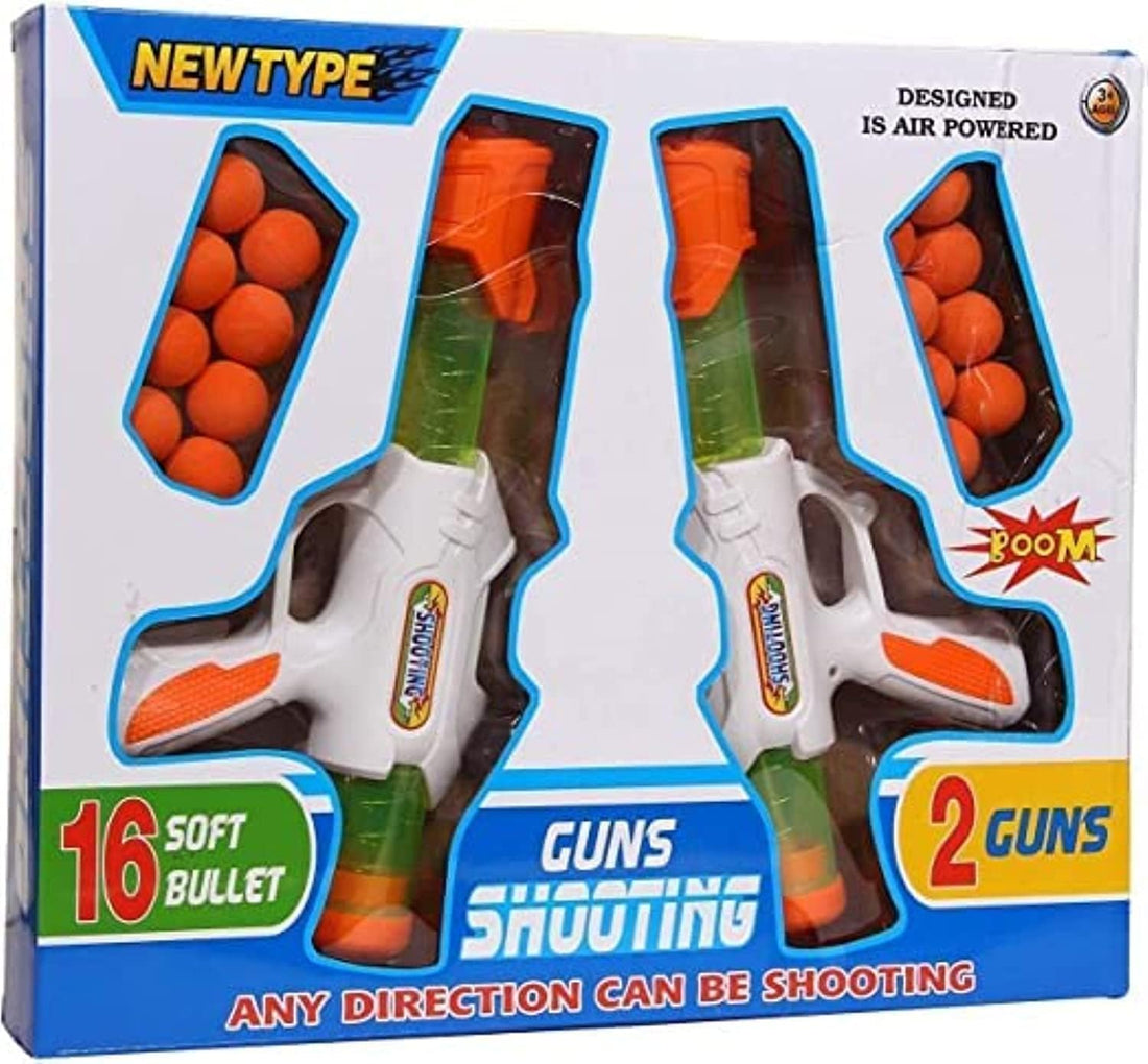GHAZAL Double Ball Launch Guns Toy Cannon with 16 Super Soft Full Balls, Air Pressure and Cannon Sound