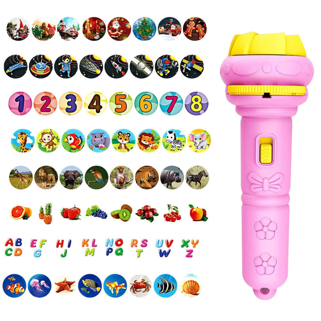 Torch Projector for Children Flashlight Projector Slide Projector Torch Torch Toy with Projection Card 64 Different Patterns Suitable for Baby Early Education Children's Gifts