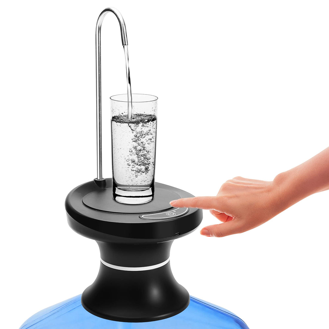 Drinking Water Dispenser Pump with Tray, Electric Water Pump for 1-5 Gallon Bottle Water Jugs, USB Rechargeable BPA-Free, Portable for Home Kitchen, Outdoor Camping (Black)