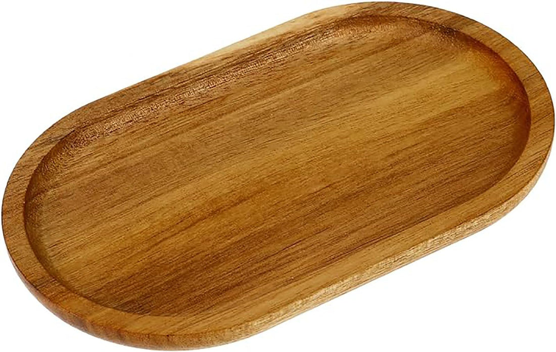 ALMEKAQUZ Oval Charcuterie Plates 7.8”×4.6”, Wooden Serving Trays Board, Decorative Tray Acacia Wood Serving Platters Small Oval Wood Plate, Counter Tray Perfect for Food Holder/BBQ, Serve Snacks