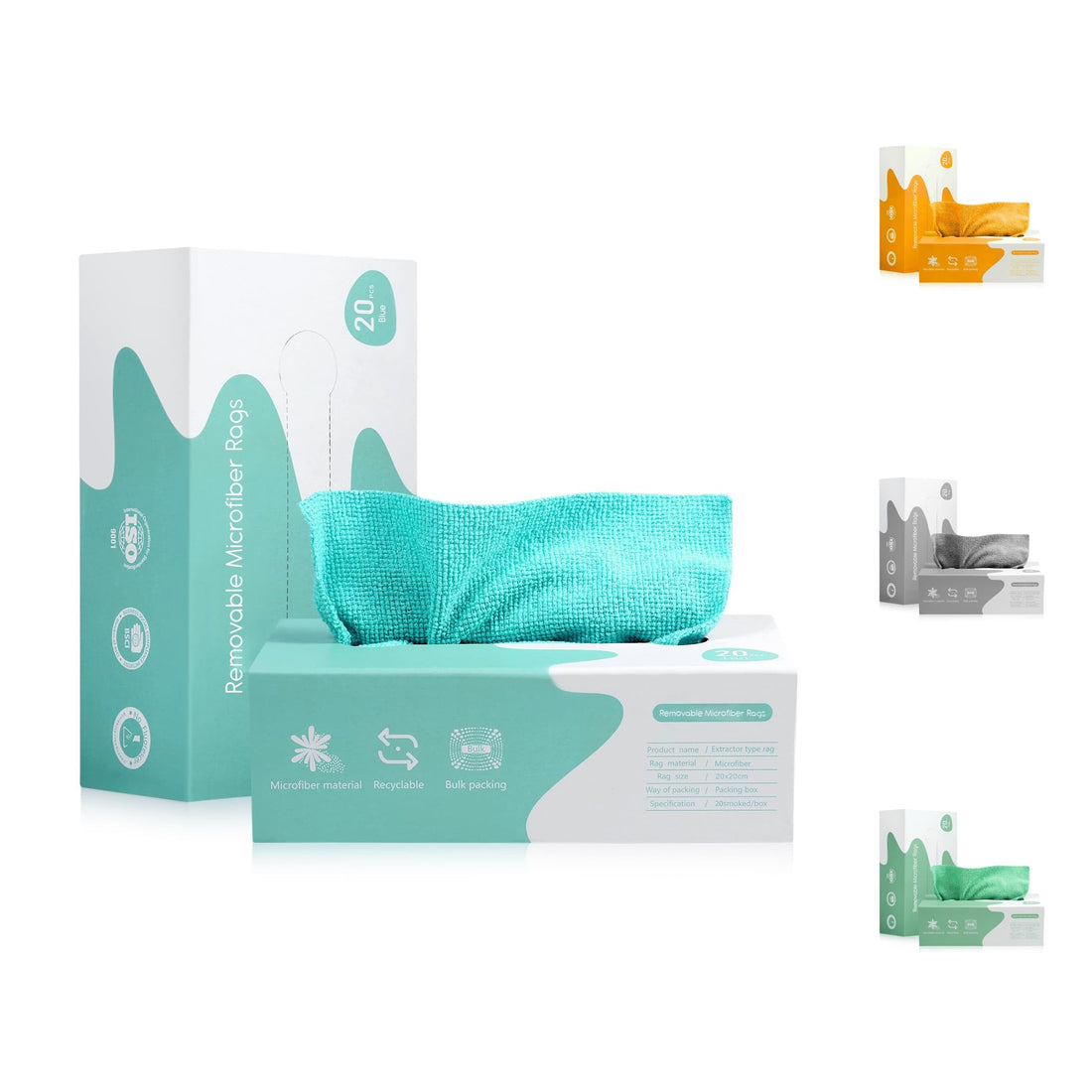 NeoLavish 20x Premium Microfiber Cleaning Cloth - Reusable Wipes Box - Multi-Purpose Microfiber Towel for Home Kitchen Garage Car Bathroom - Automotive Care - Easy Cleaning All Surfaces - Blue