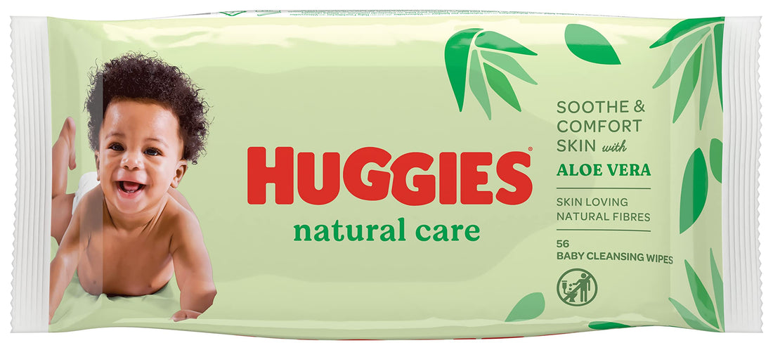 Huggies Natural Care, Baby Wipes - Single Pack (56 Wipes Total) - Aloe Vera Wet Wipes with Natural Fragrance - Hypoallergenic with no alcohol