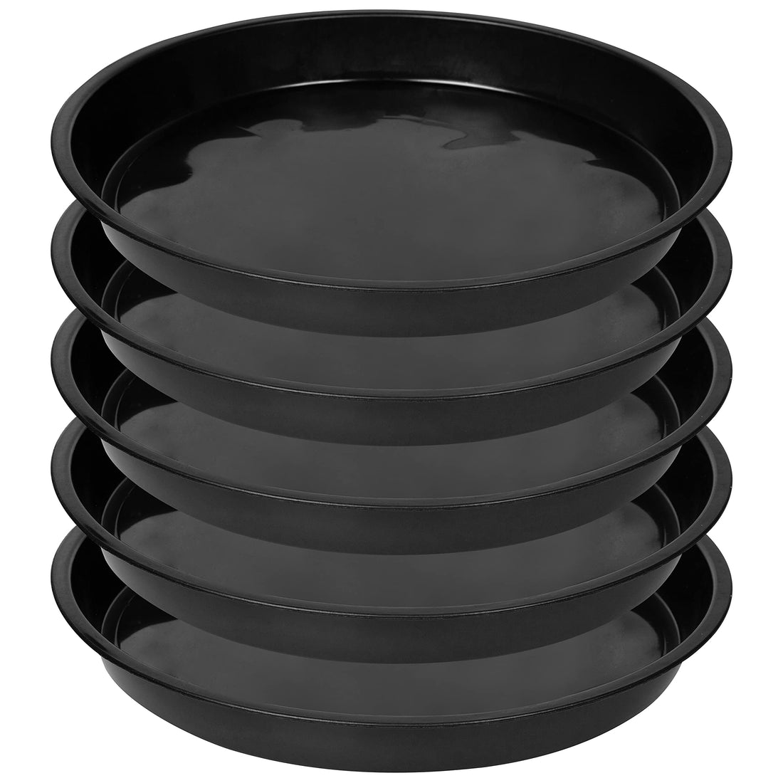 5 Pack 15-16 Inch Plant Saucer (13 Inch Base) - Round Plant Trays for Pots, Drip Tray, Flower Pot Saucers for Indoors (Black)