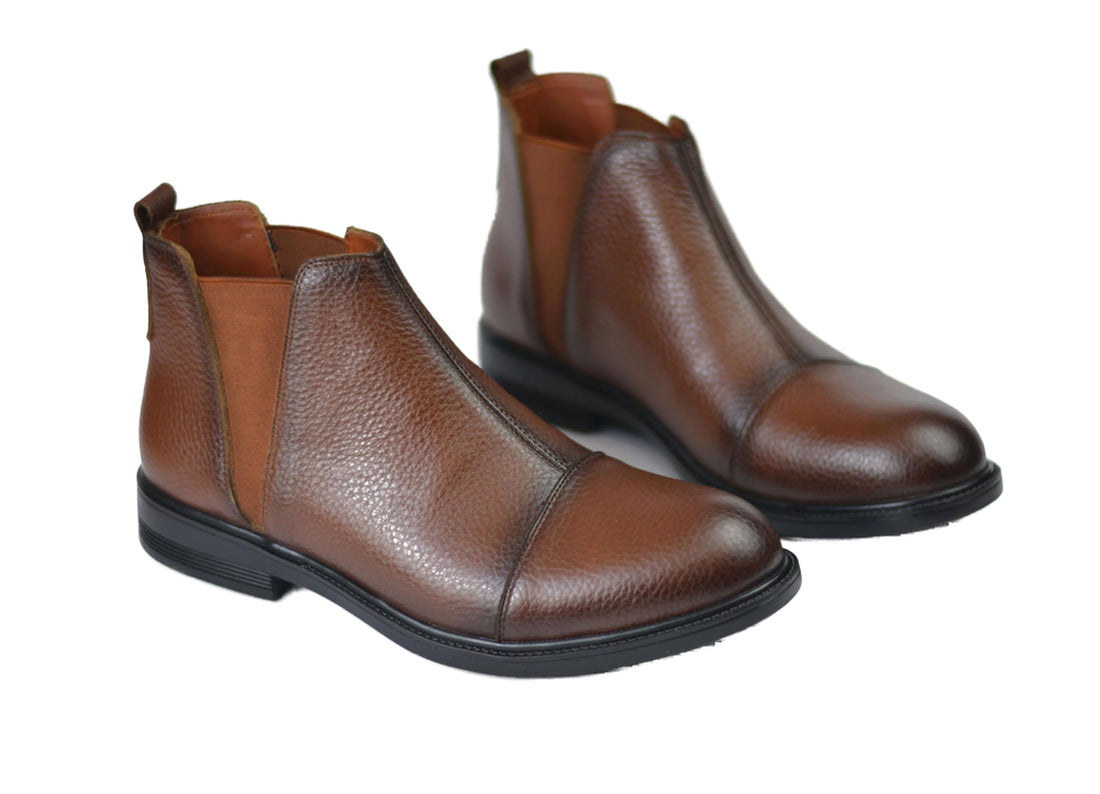 Half Boot Men Genuine Leather And Rubber Sole Slip Resistant Color Luxury