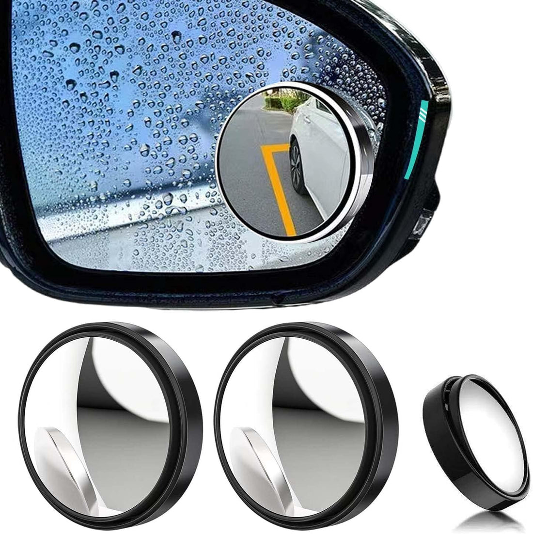 OVA Car Blind Spot Mirror, 360° Adjustable Convex Safety Mirror, HD Glass, Waterproof & Anti-Fog, Easy Installation, Universal Fit for All Vehicles (2 PCS).