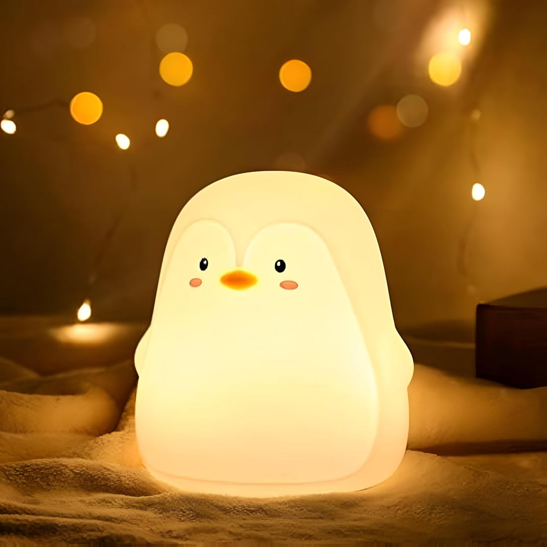 Penguin Lamp - Soft silicone night light shaped like a cute penguin, perfect Christmas gift and cozy decor for kids and teens' bedrooms, offering warm ambient light all night long