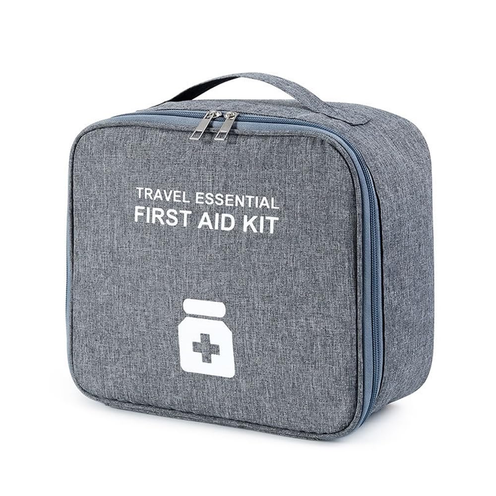 First Aid Bag Empty First Aid Kit Travel Medicine Holder Medicine Bag Portable Medical Bag First Aid Box Empty First Aid Case for Office Home Outdoor-Grey