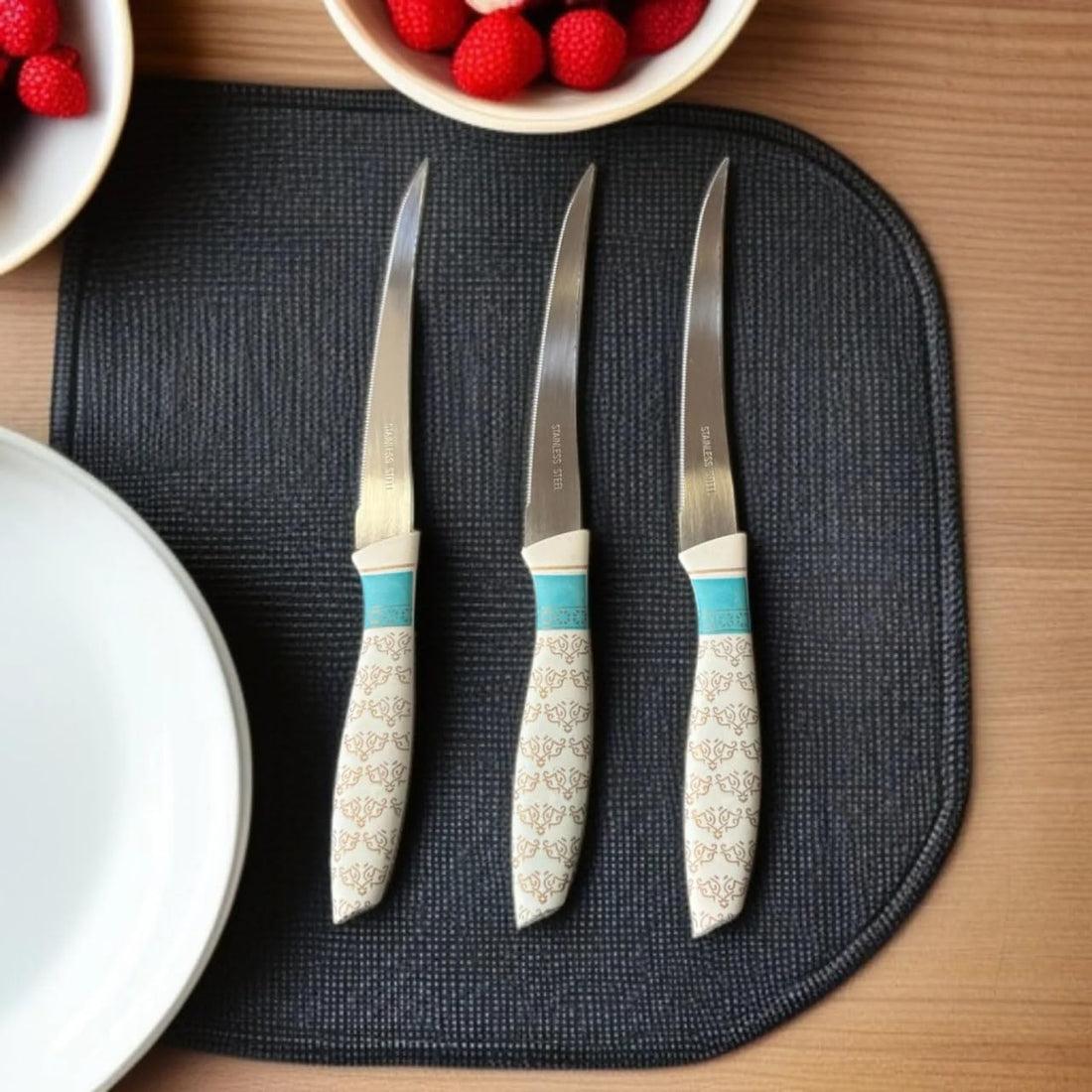 Box Pro 12-Piece Premium Stainless Steel Kitchen Knife Set - Ultra-Sharp Multi-Color Paring & Utility Knives - Durable Ergonomic Plastic Handles for Meat, Fruit & Vegetable Prep - Value Family Pack