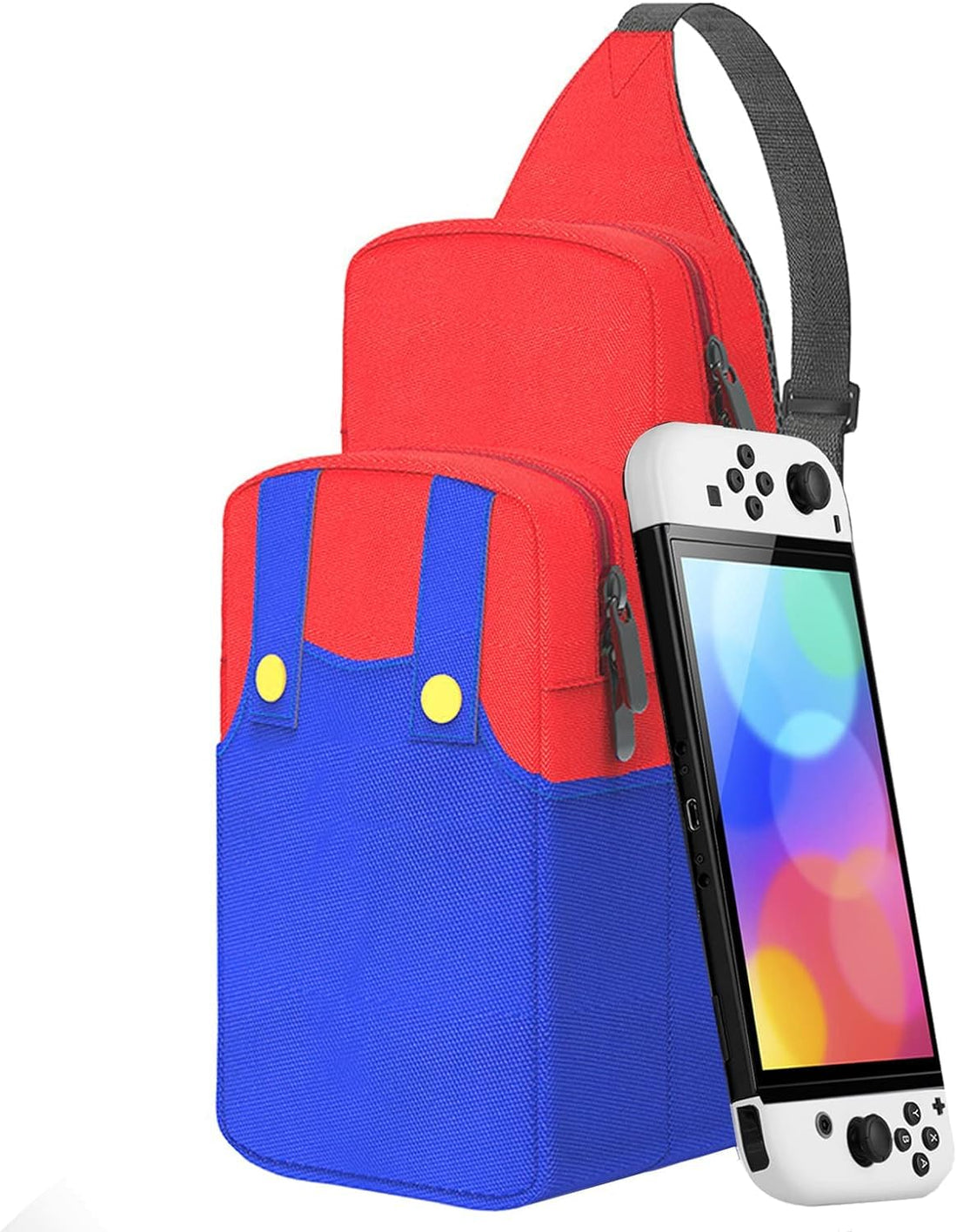 Cute Travel Bag for Nintendo Switch/Lite/OLED/Steam Deck, Small Sling Portable Waterproof Backpack Carrying Gaming Bag Case for NS SD (for Nintendo Switch/Lite/OLED/Steam Deck, Red and Blue)