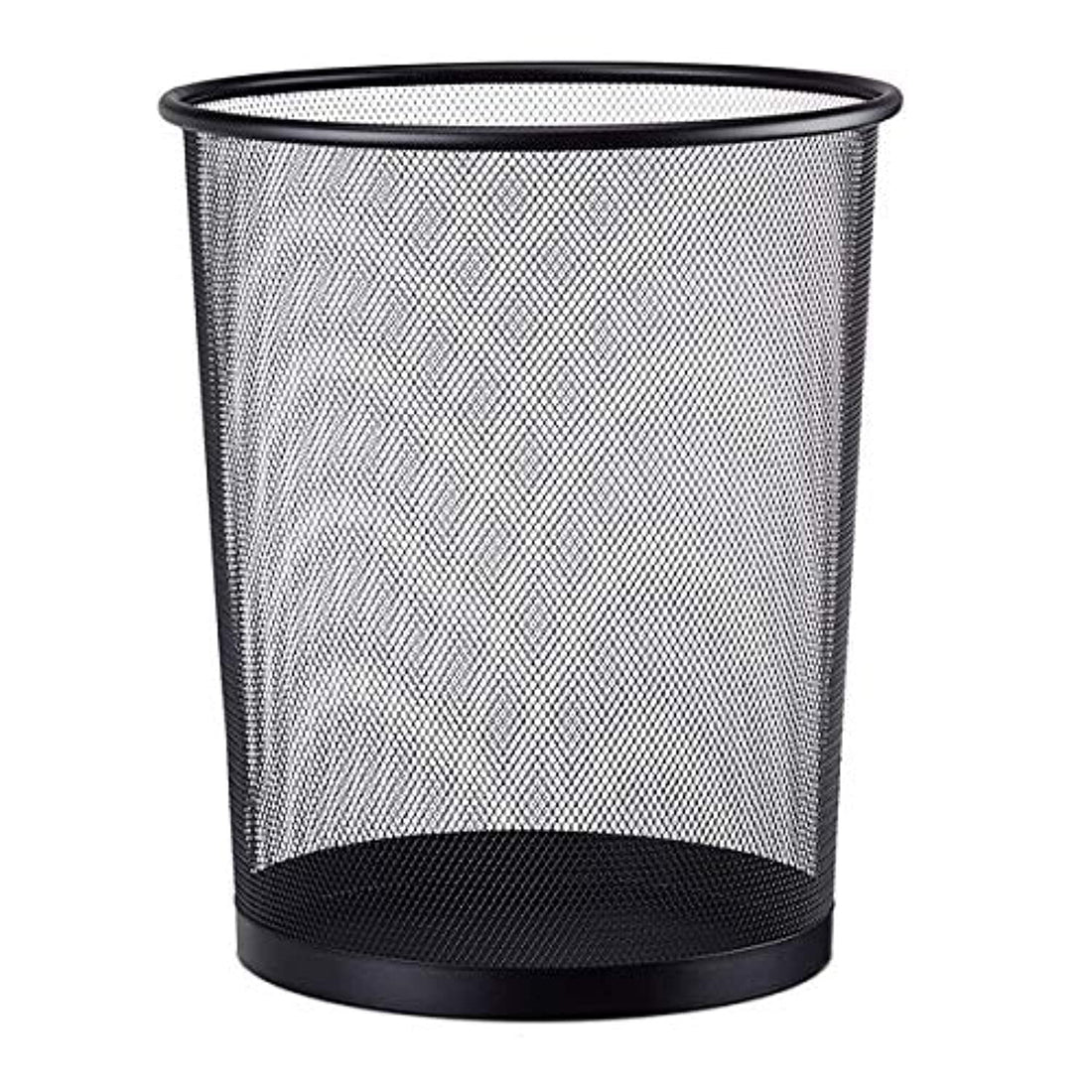 St@llion Black Metal Mesh Wastebasket Circular Rubbish Bin for Office Home Paper Bin