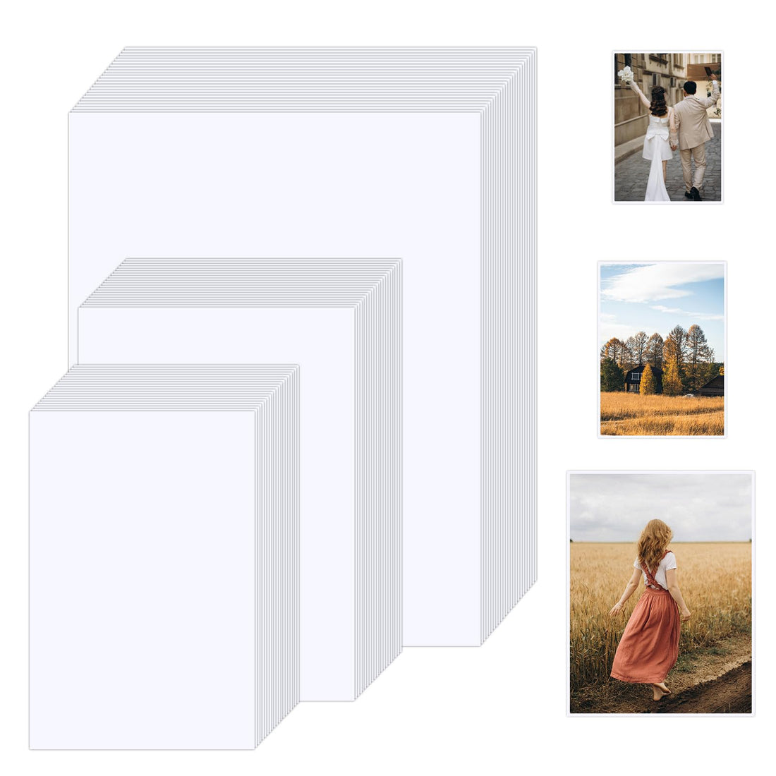 Lokunn 180 Sheets Photo Paper Glossy 4x6, 5x7, 8.5x11 inch,Inkjet Printer Photo Paper for Dye Ink, Suitable for Flyers, Calendars, Photos, Advertising covers, Recipe Cards and Brochures