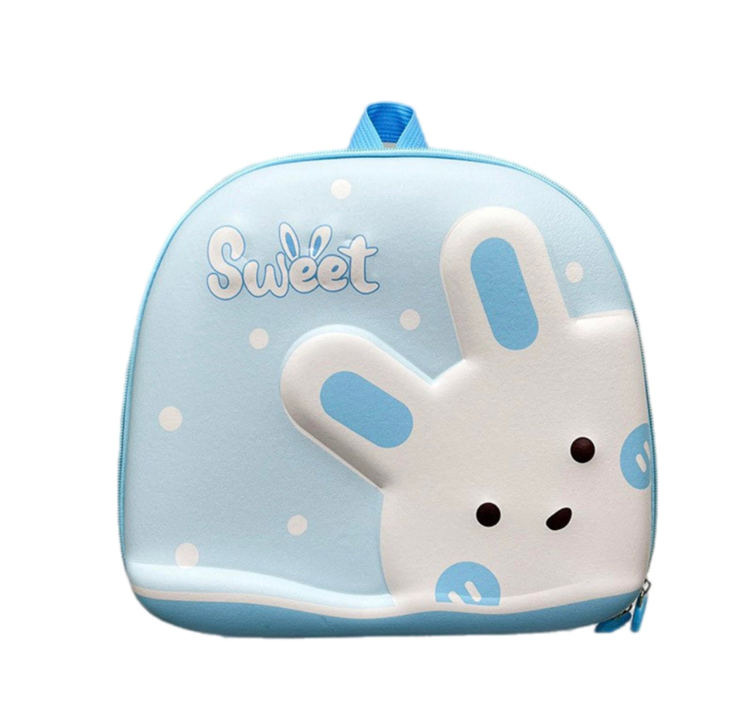Sweet Kids Backpack, Blue, Cute 3D Bunny Cartoon Design, Hard Shell, for Girls, Nursery Bag