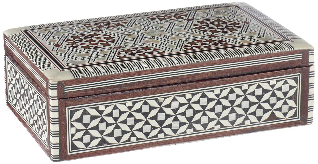 HSG Seashell and Wood Jewelry Box, 17 cm - Multi Color