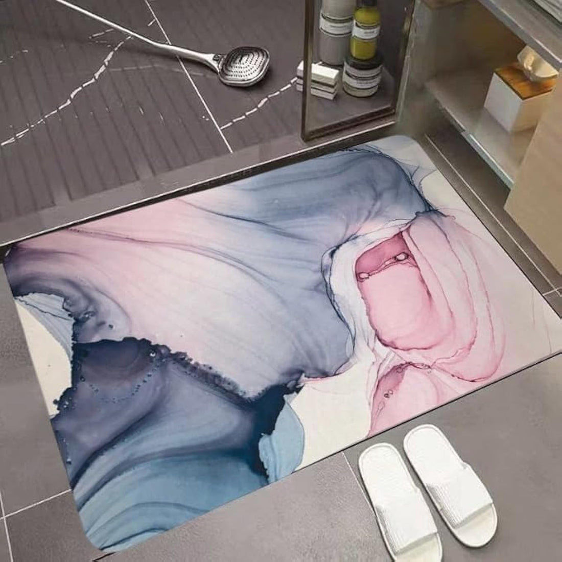 Bath Mat Quick Dry Super Absorbent Non-Slip Entrance Door Mat Nappa Leather Floor Mat Toilet Mat Home Decor Pink