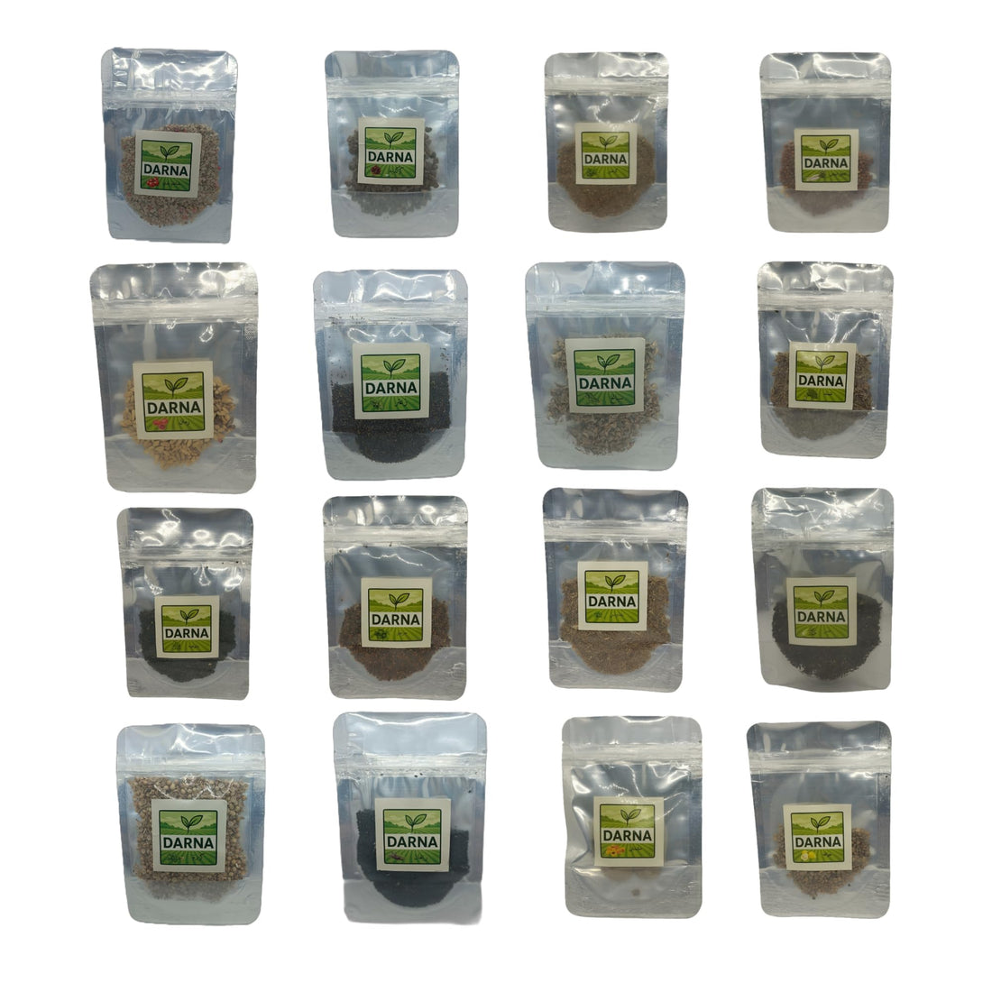 Natural Seeds Set, 16 Kinds, Tomato, Coriander, Spinach, Basil, Thyme, Hibiscus, Lettuce, Parsley, Arugula, Celery, Molokia, Radish, Guava, Pomegranate, Apricot Darna