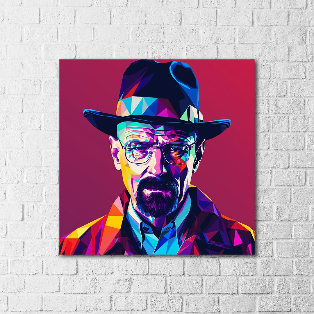 Vivid Geometric Heisenberg Poster - Iconic Pop Art Wall Decor for Fans of Breaking Bad - Perfect for Living Rooms, Man Caves, and Studios - Framed or Unframed Options (no frame, 20x20)