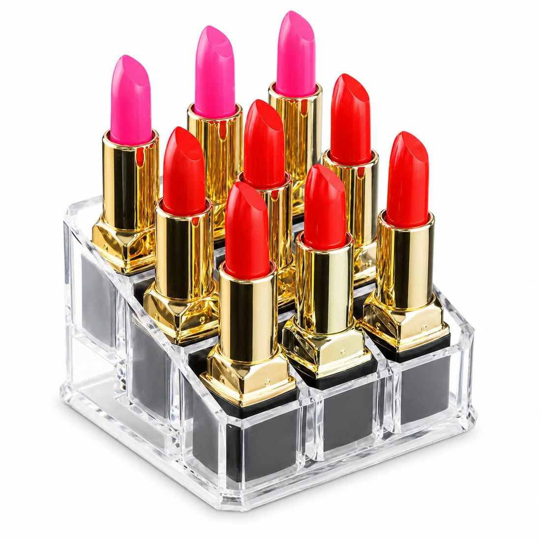 Modern Acrylic Lipstick Holder for Makeup Storage, Clear Cosmetic Organizer for Vanity Tables, Beauty Desks, Lip Glosses & Small Makeup Accessories