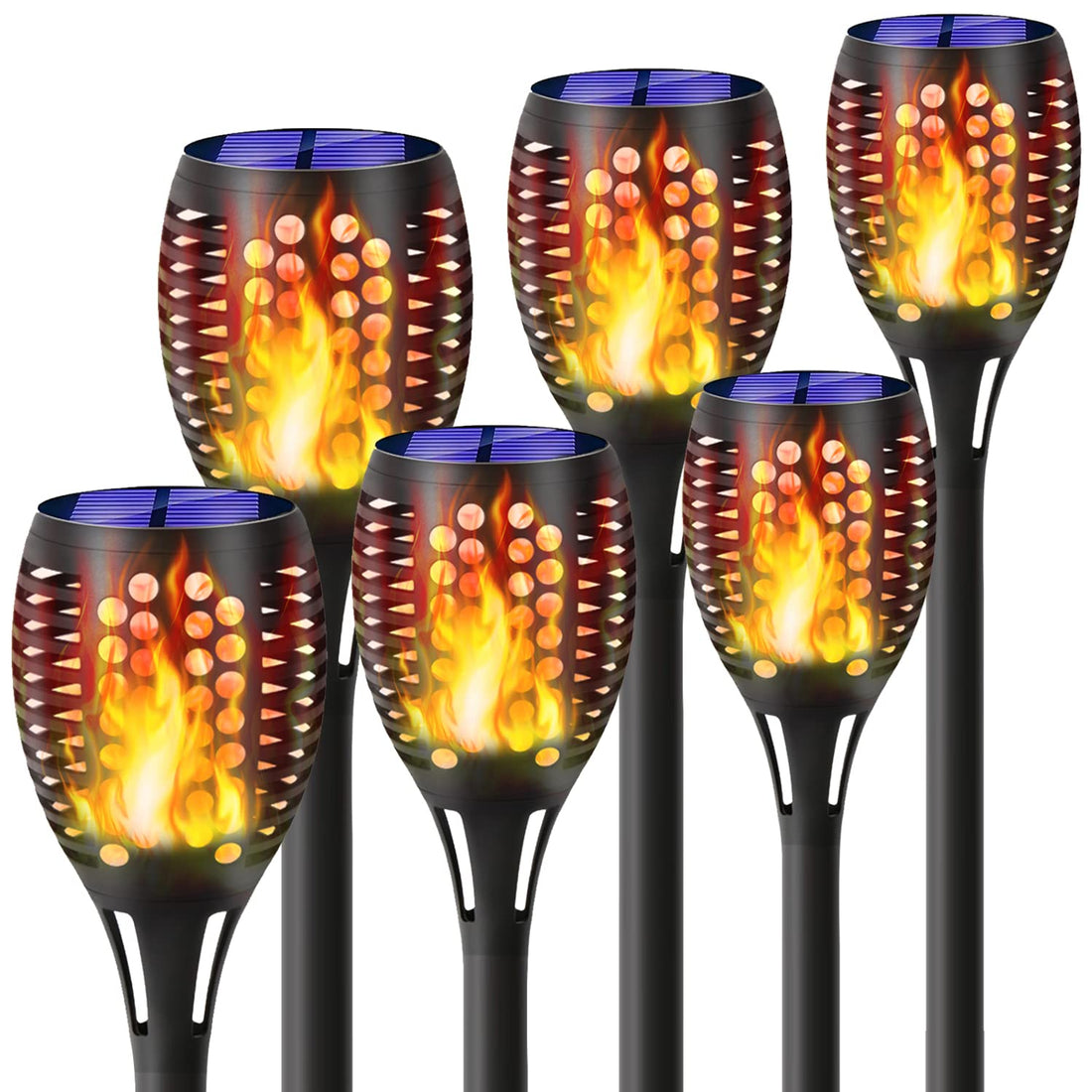 Solar Lights Outdoor 6 Pack Flickering Flames Solar Torches Lights Outdoor Solar Landscape Landscape Decoration Lighting Dusk to Dawn Auto On/Off Pathway Lights for Garden Patio Driveway