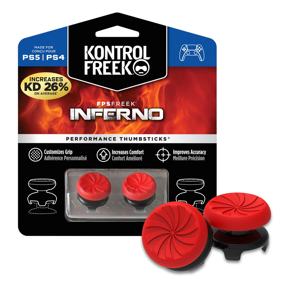 KontrolFreek FPS Freek Inferno - PS5/PS4 (4 Prong) Keycap, Black, PBT