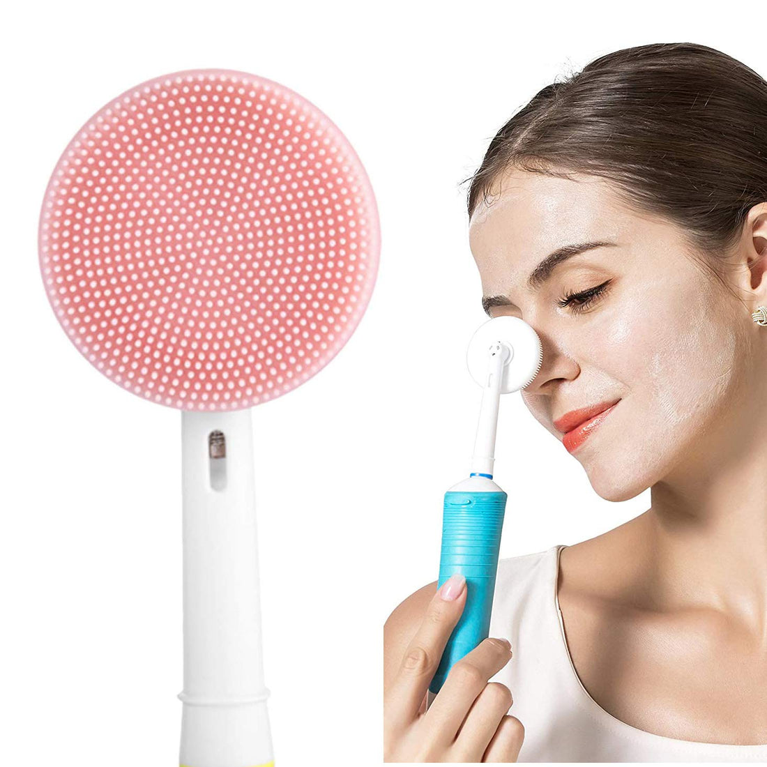Facial Massage Cleansing Brush, Compatible with Oral B Electric Handle, Pink, 1 Count