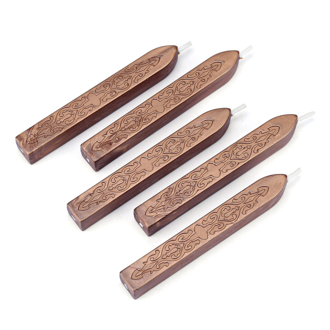 Yoption 5 Pieces Sealing Wax Sticks, Antique Bronze Gold Totem Fire Manuscript Wax Seal Sticks with Wicks for Wax Seal Stamp (Antique Bronze Gold)