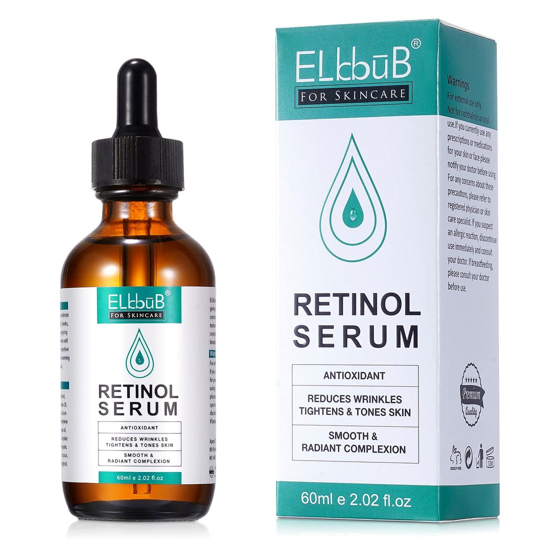 Retinol Serum Face with Retinol, Hyaluronic Acid and Vitamin E Radiant, Even Skin - Wrinkles Away Instant Effect, Skin Care 60 ml