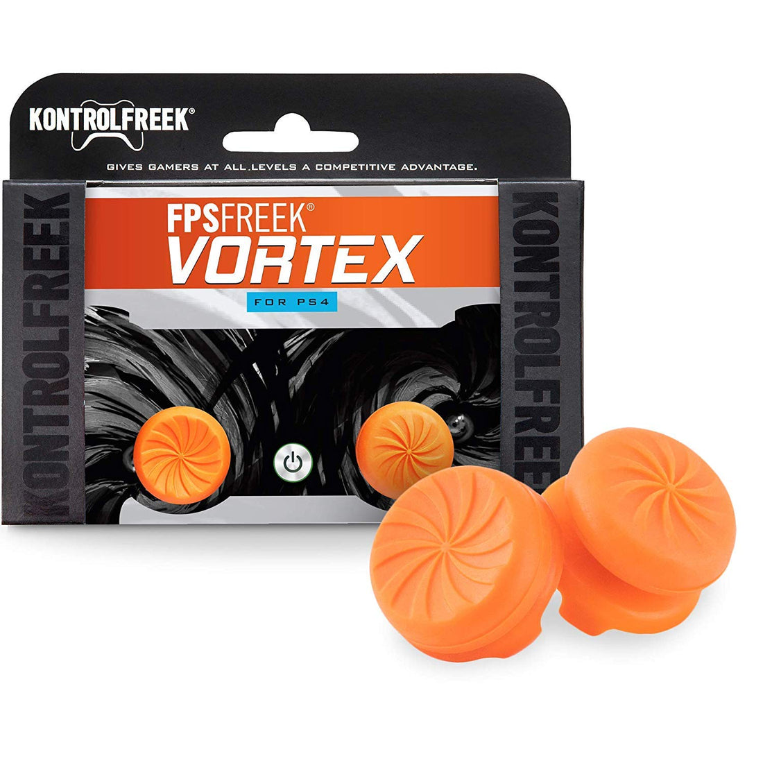 KontrolFreek FPS Freek Vortex for PlayStation 4 (PS4) and PlayStation 5 (PS5) Controller | Performance Thumbsticks | 1 High-Rise Convex, 1 Mid-Rise Concave | Orange