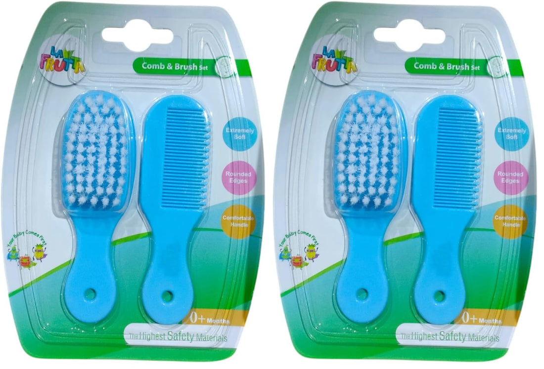 La Frutta brush and comb set - Nylon Soft Hair Baby Hair Brush And Comb Set For New-Born Kid Hair Care - MULTICOLOR (Pack of 2)