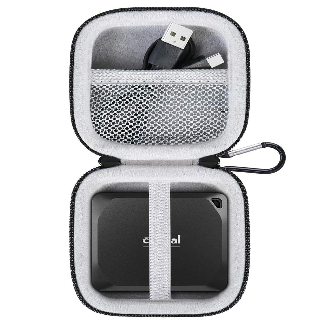 Lacdo Hard Drive Carrying Case for Crucial X9 Pro / X9 / X10 / X10 Pro SSD 1TB 2TB 4TB 6TB 8TB USB 3.2 Portable External Solid State Drives Shockproof Water Repellent Storage Travel Bag, Gray