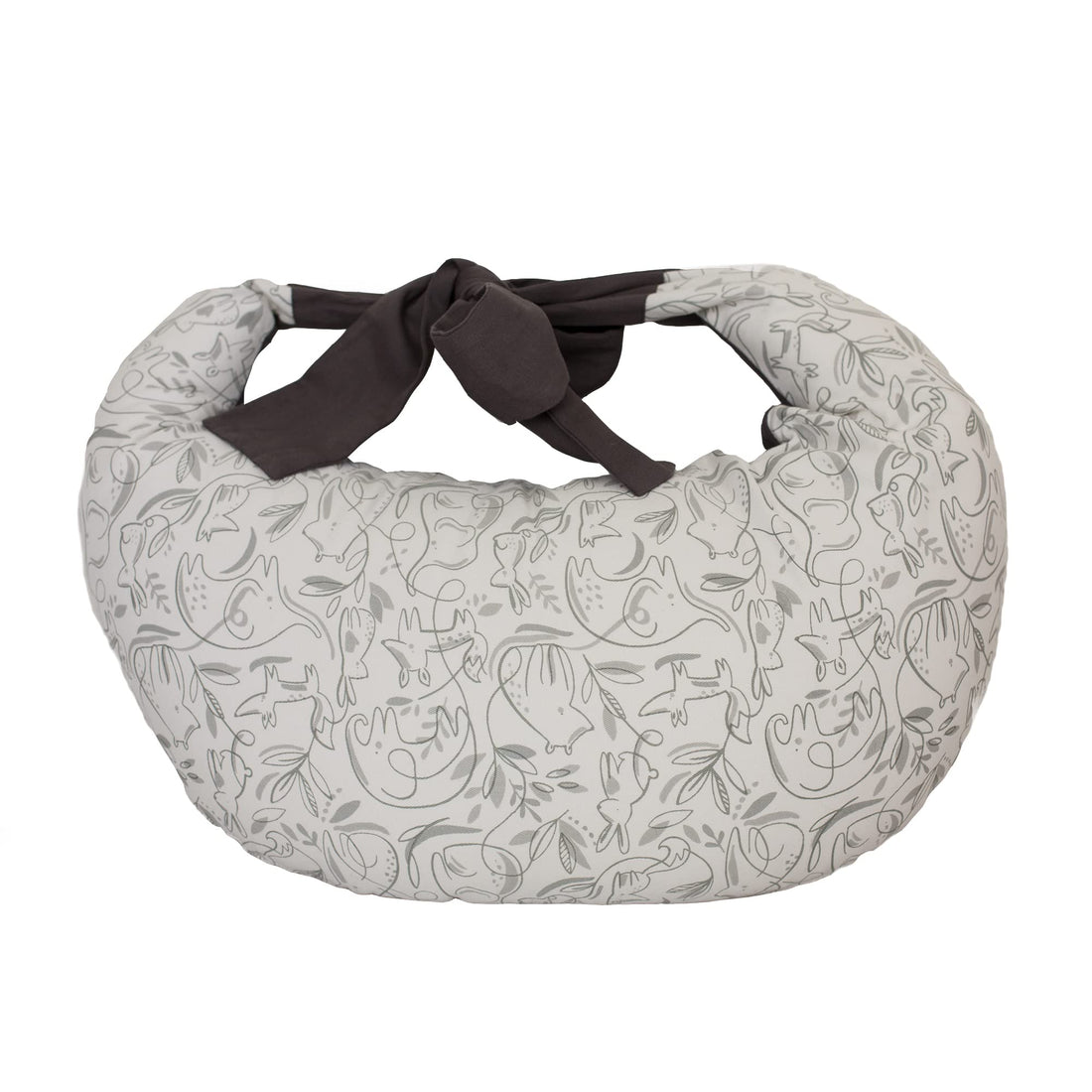 Moro Nursing Pillow - Breastfeeding Baby Maternity Pillow Removable-Washable Cotton Cover (Animal Friends Grey)
