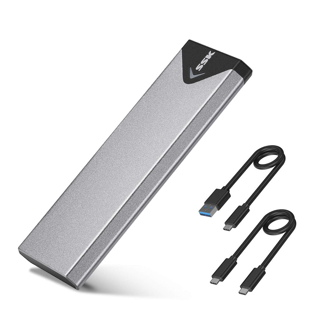 SSK Aluminum M.2 NVME SATA SSD Enclosure Adapter, USB 3.2 Gen 2 (10Gbps) to PCI-E NGFF M-Key/(B+M) Key External SSD Enclosure Support UASP Trim for SSD 2242/2260/2280