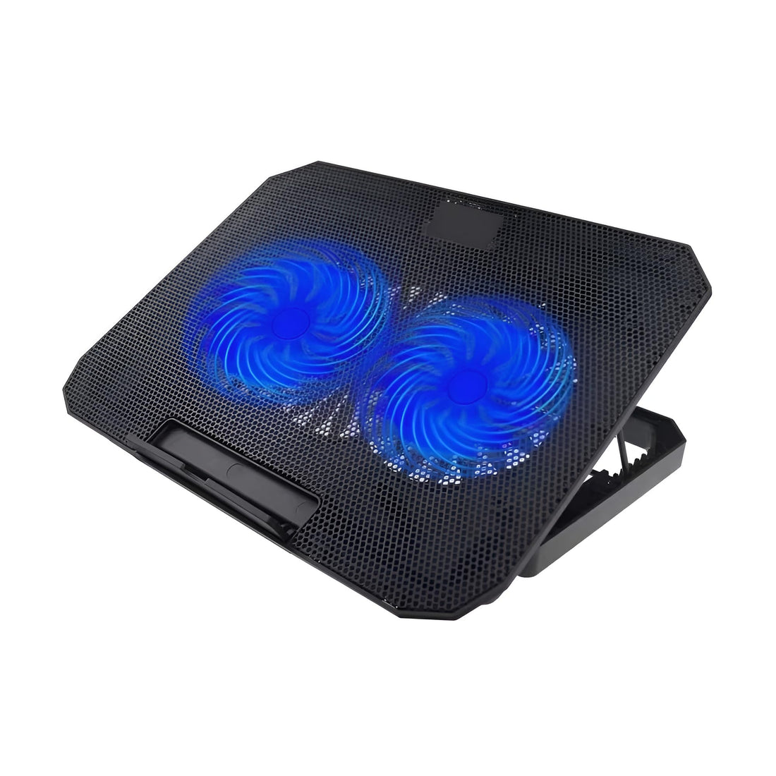 Laptop Cooling Fan UC-600 2 LED Fans, Dual USB Ports, 8 Height Levels, Compatible with Devices Up to 17 Inch, Black