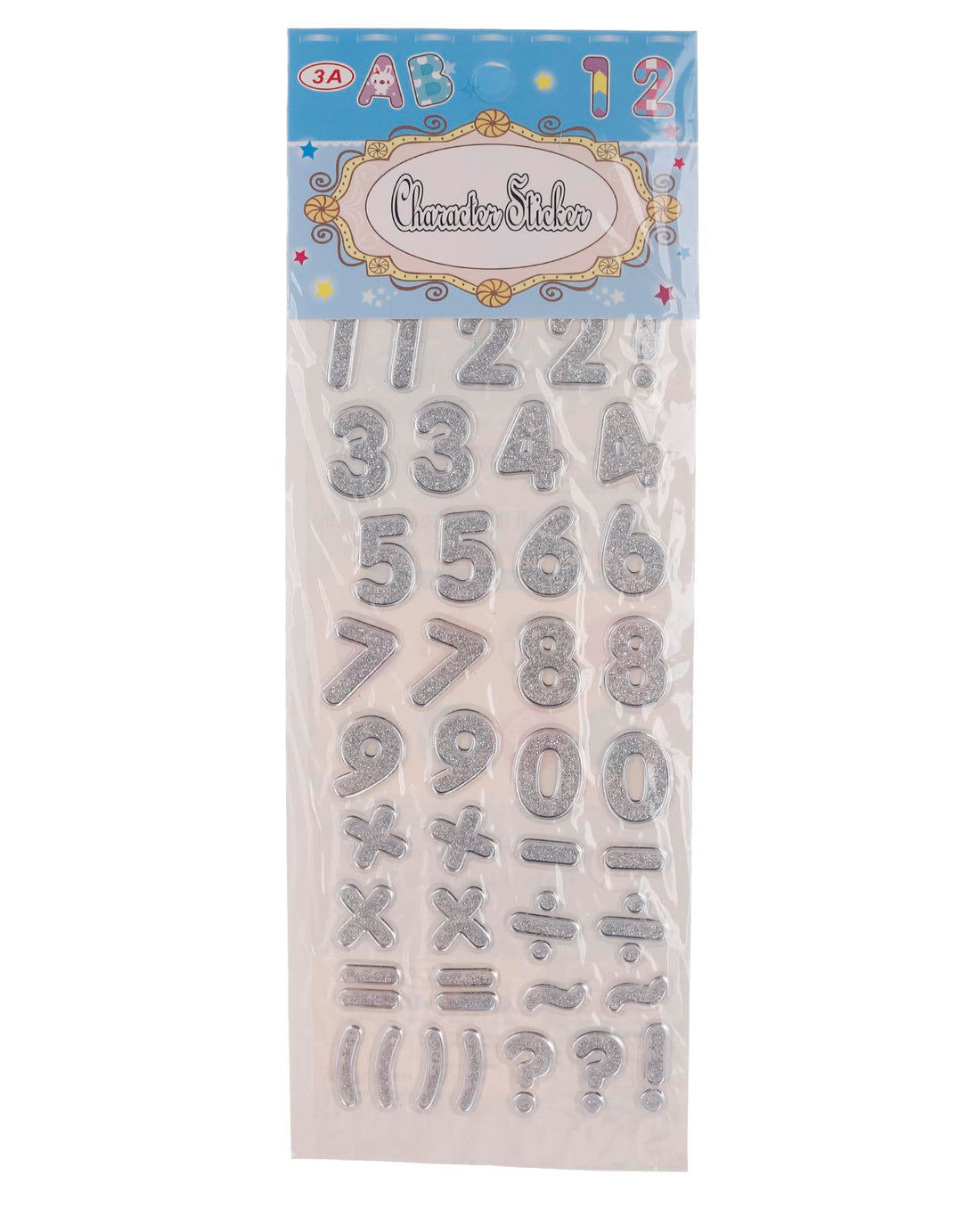 3A Educational English Numbers Plastic Sticker for Kids - Silver 21915-2 - 3A-4645-Silver25