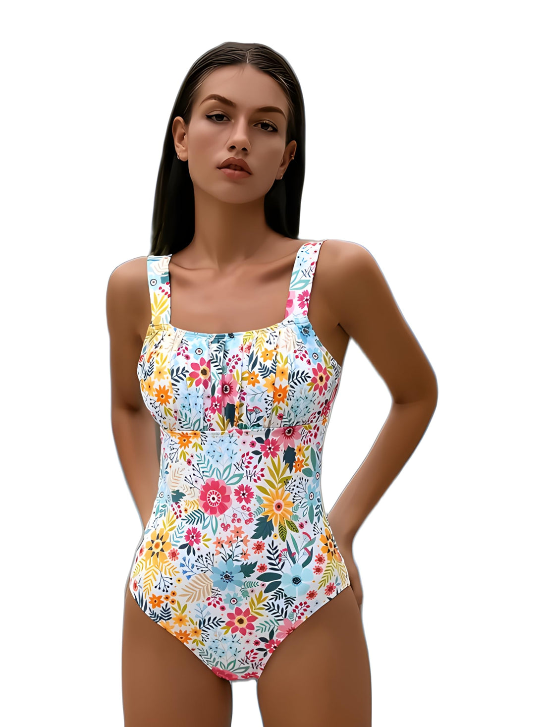 SHEIN Swimsuit, Shein - Swim Mod Summer Beach Floral Print Ruched Bust One Piece Swimsuit