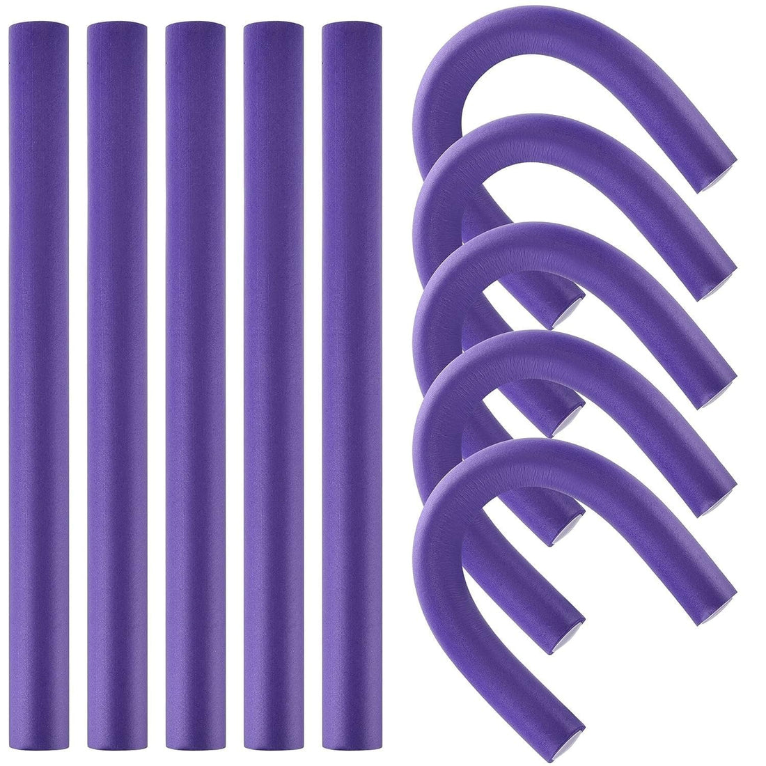 Flexible Curling Rods Flexi Rods Hair Curlers Set,Twist Foam Hair Rollers No Heat Hair Curlers Rollers,Steel Pintail, Rat Tail Comb for Short and Long Hair INCH(EXTRA-1.2CM) 10PCS)-MULTICOLOR