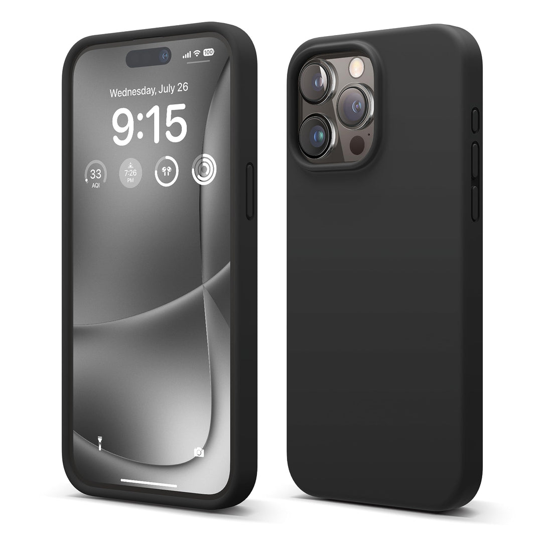 EZUK Liquid Silicone for iPhone 15 Pro MAX case cover Full Body Protection, Shockproof, Slim, Anti-Scratch Soft Microfiber Lining - Black