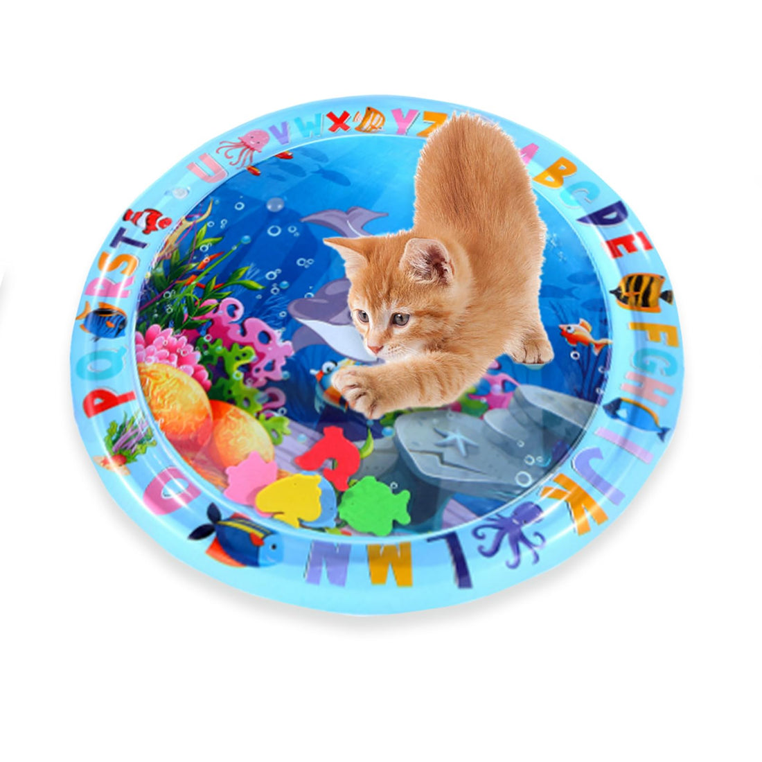 Pet Cooling Mat, Summer Soft Pet Cooling Inflatable Water Play Mat, Dog Bed Suitable for Small Dogs, Guinea Pigs, Cats, Rabbits Cooling Mat (Round)