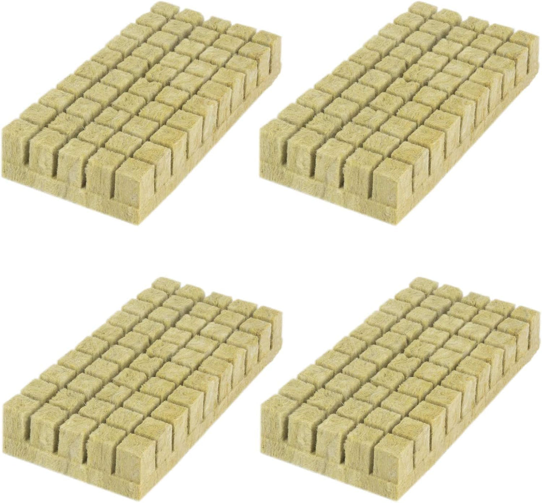 200 Pcs Wool Grow Cubes with Hydroponics Holes, Perfect for Planting, Soilless 4 Leaves, 50 Cubes - 1 Inch, Suitable for Beginners, Green