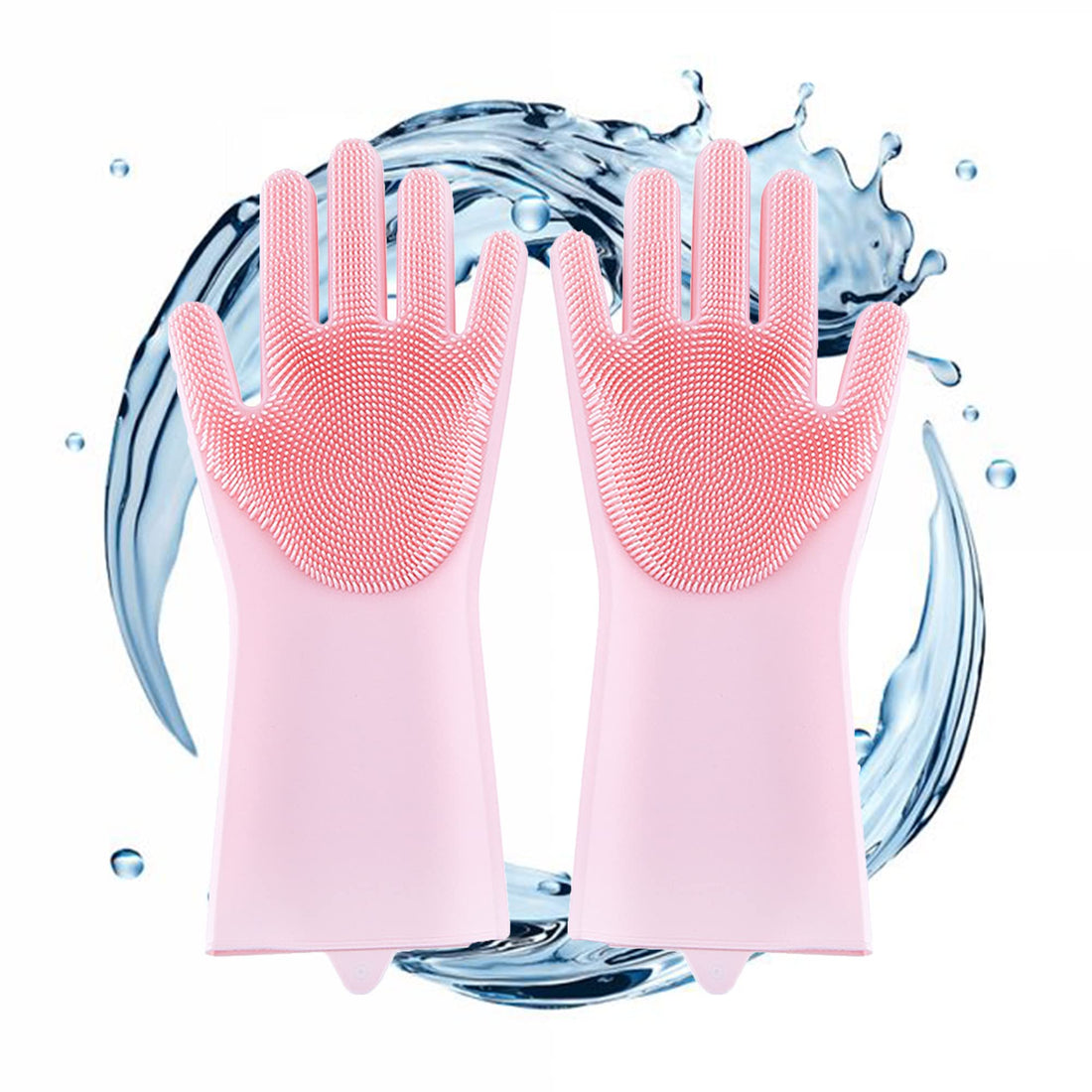 WYFCR Silicone Dishwashing Gloves, Pink, Size 1, Waterproof, Reusable, Cleaning Gloves