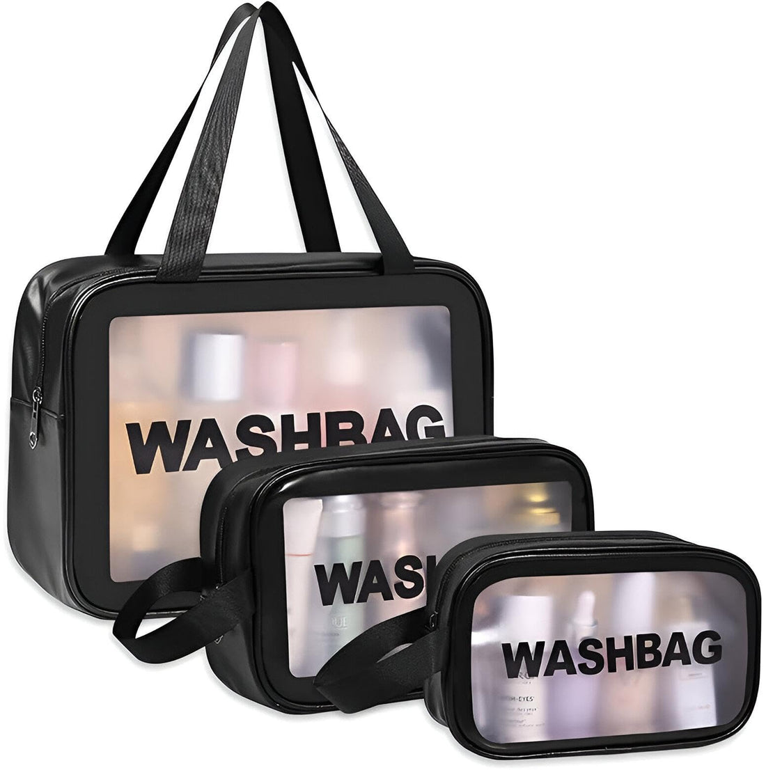 Cosmetic Organizer - Stylish and practical travel accessory for girls, made from durable waterproof PVC, includes three vibrant bags to keep your makeup and beauty tools neatly organized.