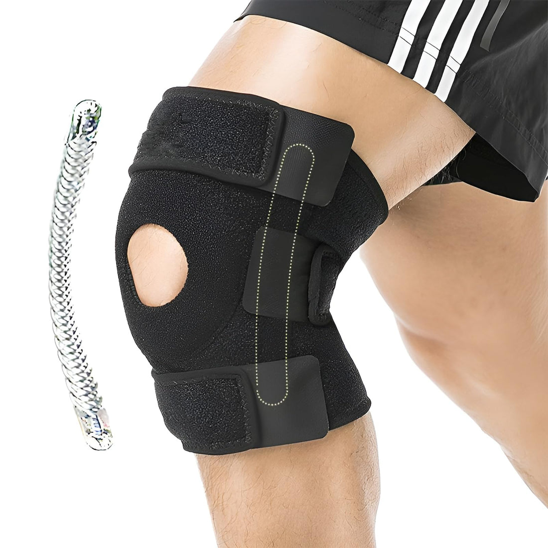 Adjustable Knee Brace with Silicone Braces, Open Knee Brace for Knee Rest, Breathable Neoprene, Knee Brace for Knee Pain Relief, Arthritis, ACL Tear(2)