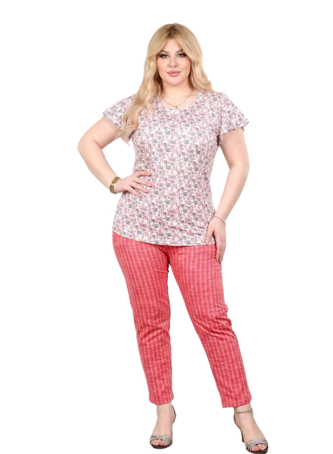 Sundos Home Wear Pure Cotton Lycra Pajamas 2 Piece Comfortable Stylish Home Wear - Code 5023-60 to 90 kg