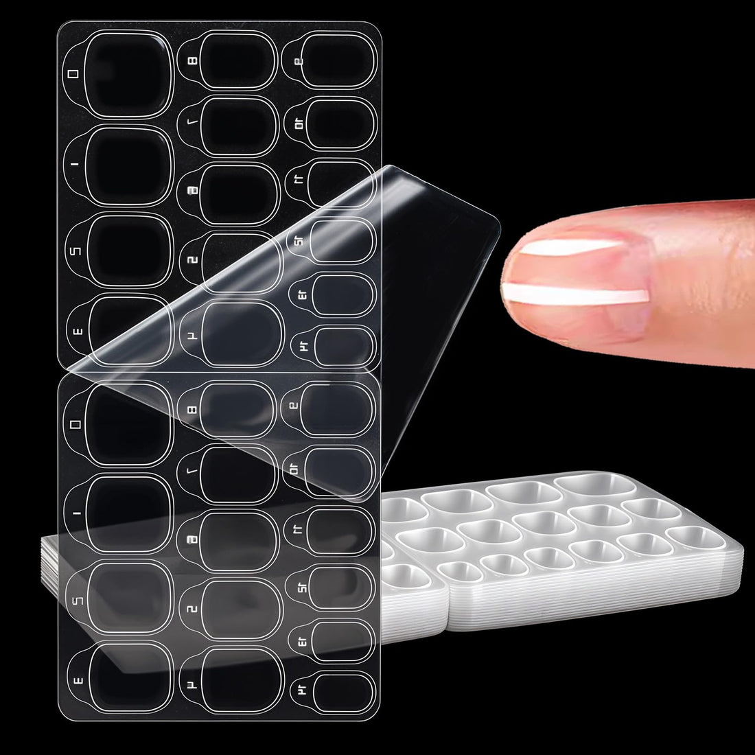 600 Pcs Nail Adhesive Tabs, 15 Sizes Waterproof Nail Glue Stickers, Clear Nail Adhesive Tabs Fake Nail Glue Sticker Double Sided Jelly Glue Sticky Nail Bond for Manicure No Crease